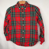 Size 8: Crewcuts Red/Green/Yellow Plaid Button-Up Shirt