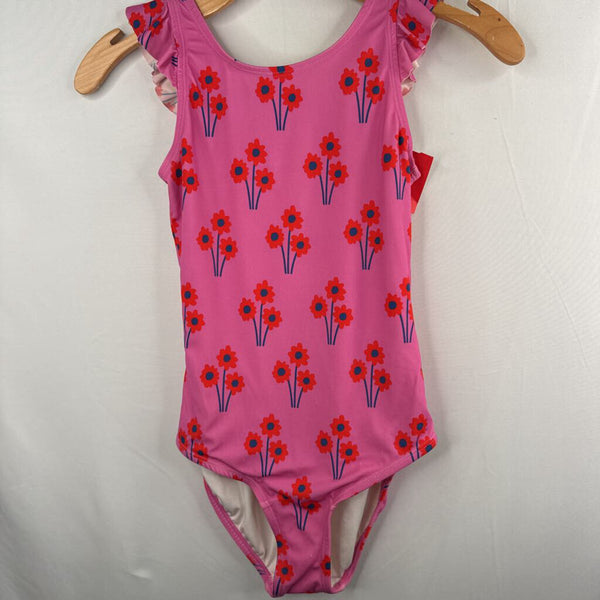 Size 10 (140): Hanna Andersson Purple/Red/Blue Floral 1pc Swim Suit