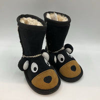 Size 4-5: Lazy One Black Bear Faux Fur Lined Slipper Boots