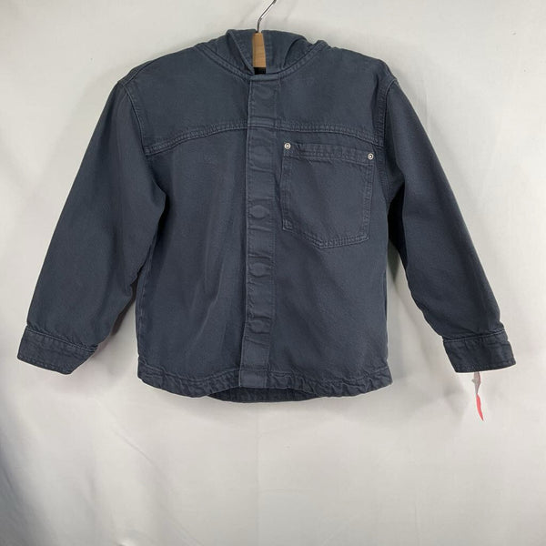 Size 3-4: Zara Blue Hooded Denim Snap-Up Shirt