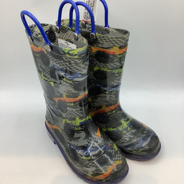 Size 11: Western Chief Grey/Colorful Monster Trucks Light-Up Rain Boots