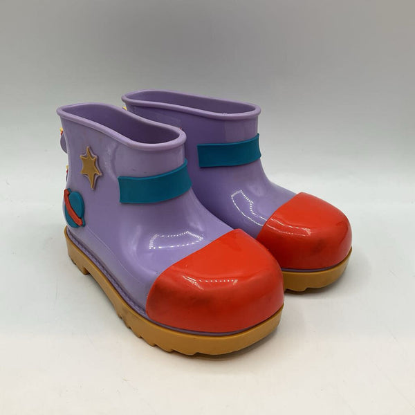 Size 9: Mini Melissa Purple/Orange/Blue Blast Off Rain Boots