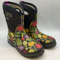 Size 5-6Y: Bogs Black/Colorful Veggies Rain Boots REDUCED