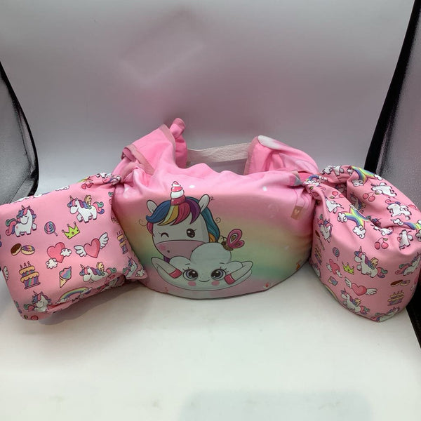 Size 2-6 (30-55lbs): Pink/Rainbow Unicorn Swim Floats