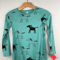 Size 7: Tea Blue/Black Horses Long Sleeve Dress