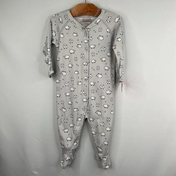 Size 3-6m (60): Hanna Andersson Grey/White Sheep Organic Cotton 1pc Snap-Up Footy PJs