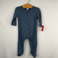 Size 3-6m: Nordstrom Blue/Pink Insects 1pc Zip-Up Footy PJs