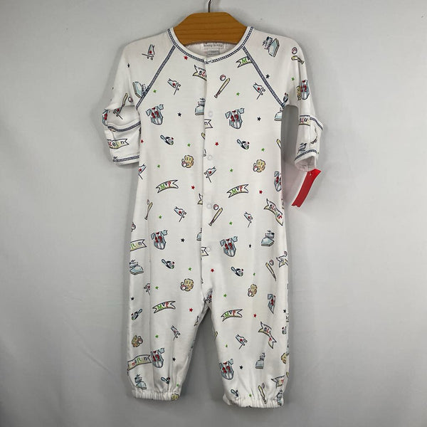 Size 3-6m: Kissy Kissy White/Colorful Baseball Print Snap-Up Romper REDUCED