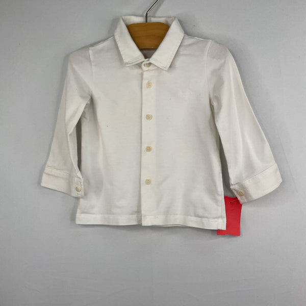 Size 6m: Il Gufo White Long Sleeve Polo Shirt