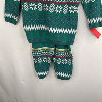 Size 3 (90): Hanna Andersson Green/While Fair Isle Sweater/Pant Set