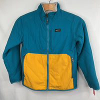 Size 8-9: Burton Snooktwo Blue/Yellow/White Reversible Fleece Jacket