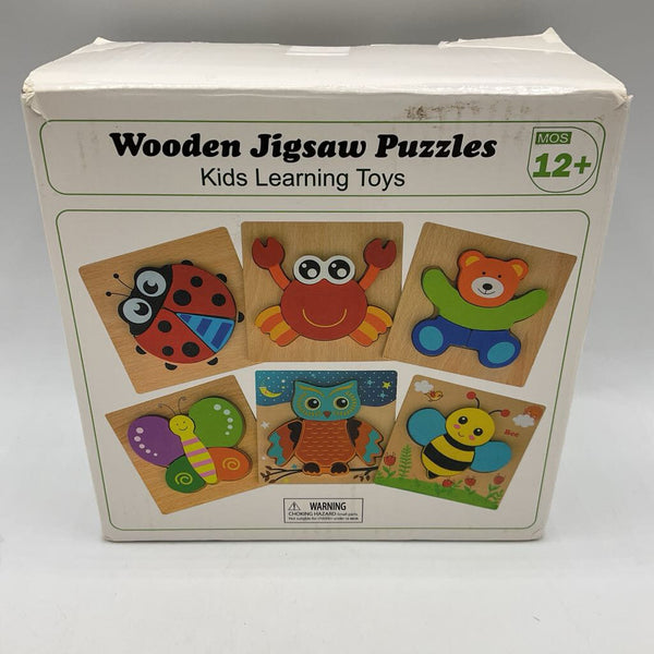 6pc Wooden Animal Chunky Jigsaw Puzzles