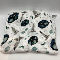 Bebe Au Lait White/Colorful Space Print Muslin Swaddle Blanket