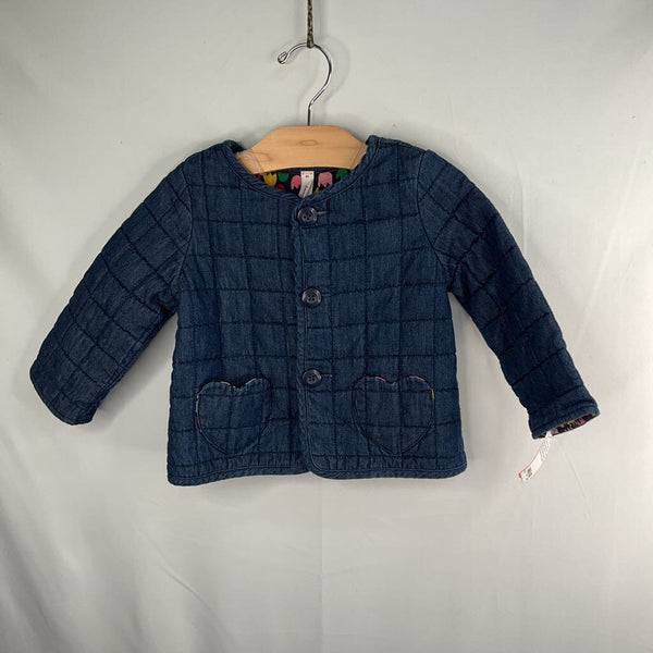 Size 18-24m (80) Hanna Andersson Blue/Colorful Print Reversible Quilted Button-Up Jacket