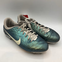 Size 5Y: Nike Blue Metallic Lace-Up Cleats