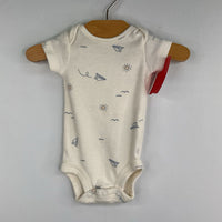 Size Preemie: Carter's White/Blue Paper Planes Onesie