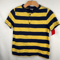 Size 8 (130): Hanna Andersson Navy/Yellow Striped Henley Shirt