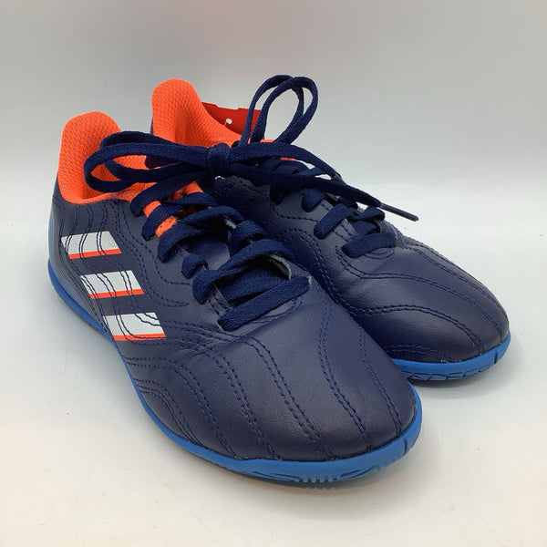 Size 13.5: Adidas Blue/White/Neon Orange Lace-Up Indoor Cleats