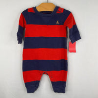 Size 0-3m: Gap Navy/Red Striped Snap-Up Romper