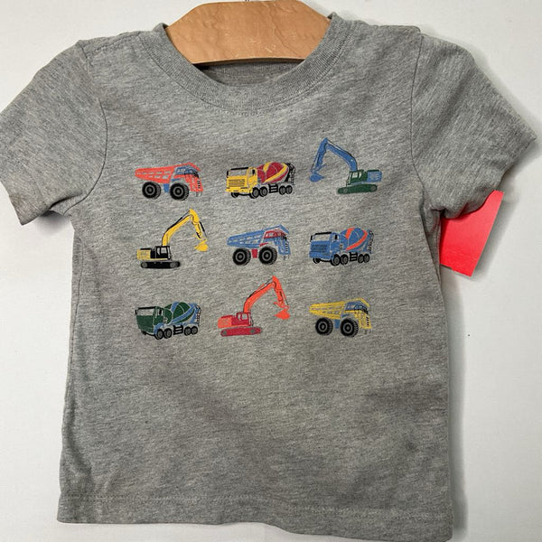 Size 2 (85): Hanna Andersson Grey/Colorful Construction Vehicles T-Shirt