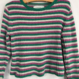 Size 8-9: Zara Purple/Green/White Striped Fuzzy Sweater