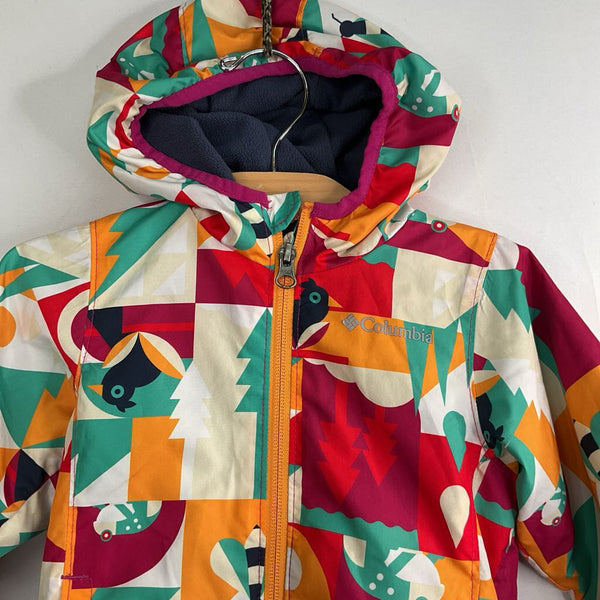 Size 12-18m: Columbia Purple/Yellow/Green Geometric Animals Fleece Lined Rain Coat