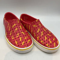 Size 3Y :Native Red/Yellow Lightning Perforated Slip-On Shoes