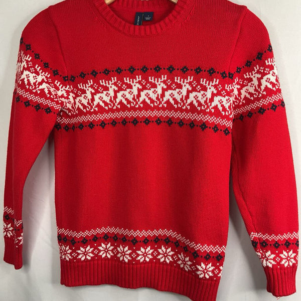 Size 7: Janie and Jack Red/White/Navy Snowflake/Reindeer Sweater