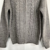 Size 4-5: Peek Grey Cable Knit Wool Blend Zip-Up Sweater