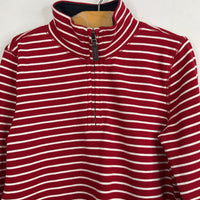 Size 6-7: Crewcuts Red/White Striped 1/4 Zip Pullover