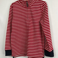 Size 6-7: Crewcuts Red/White Striped 1/4 Zip Pullover