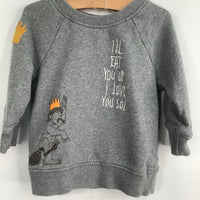 Size 6-12m (70): Hanna Andersson Grey/Yellow Where the Wild Things Sweatshirt