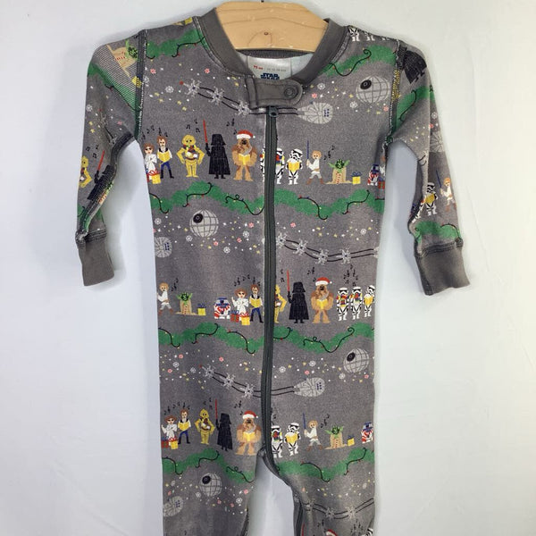 Size 12-18m (75): Hanna Andersson Grey/Colorful Star Wars Organic Cotton 1pc Zip-Up Holiday PJs