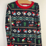 Size 6-7 (120): Hanna Andersson Navy/Green/Red Gnomes Organic Cotton 2pc Holiday PJs