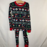 Size 6-7 (120): Hanna Andersson Navy/Green/Red Gnomes Organic Cotton 2pc Holiday PJs
