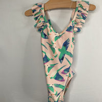 Size 4: Tea Pink/Blue/Green Bird Swim Suit