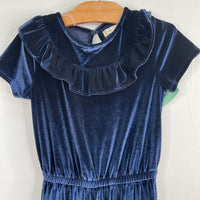 Size 6: Tucker + Tate Navy Velour Ruffle Trim Jumpsuit