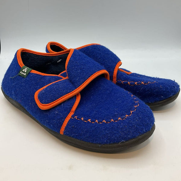 Size 6Y: Kamik Blue/Orange Trim Velcro Strap Sandals