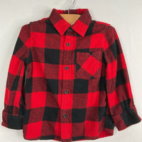 Size 4: Outdoor Kids Red/Black Plaid Flannel Button-Up Shirt