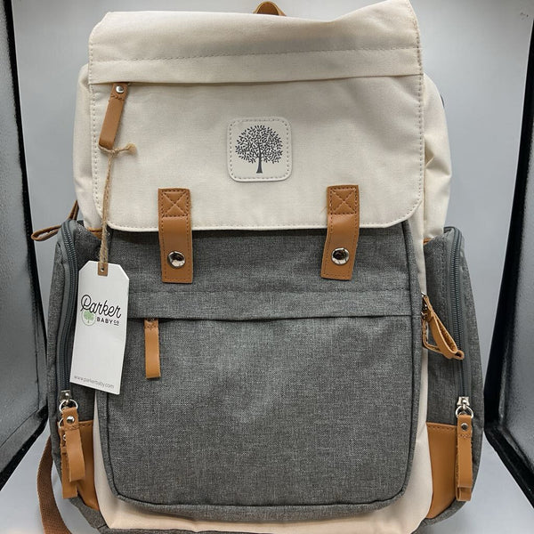 Parker Baby Grey/White Birch Diaper Backpack NEW w/ Tags