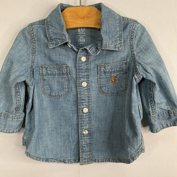 Size 3-6m: Gap Blue Chambray Button-Up Shirt