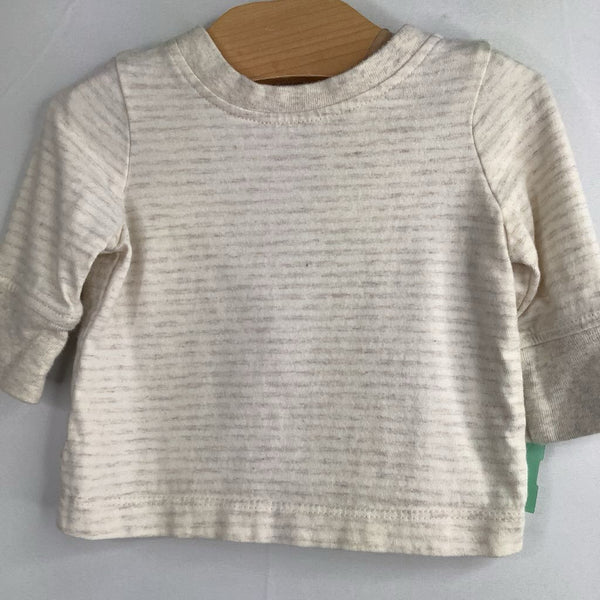 Size 0-3m (50): Hanna Andersson Beige Striped Long Sleeve Shirt