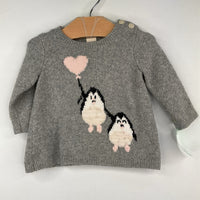 Size 3-6m: Tucker + Tate Grey/Black/Pink Penguin Love Sweater