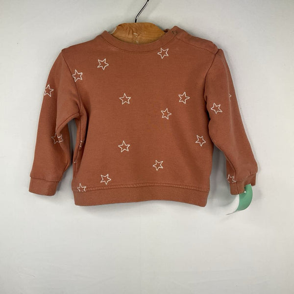 Size 3-6m: Quincy Mae Orange/White Embroidered Stars Sweatshirt