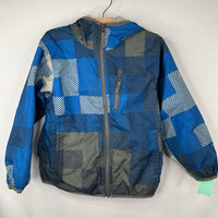 Size 4-5: Columbia Blue/Grey Checkered Water Resistant Coat