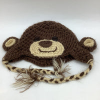 Size NB: Brown Monkey Knit Baby Hat