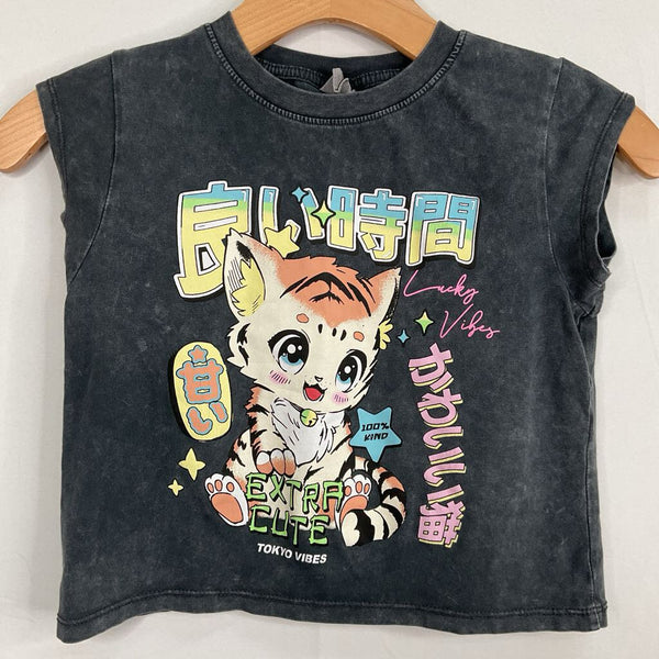 Size 9-10: Zara Grey/Colorful Extra Cute Kitty T-Shirt