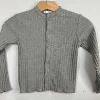 Size 7-8: Throwing Tiny Fits Grey Ribbed Button-Up Top