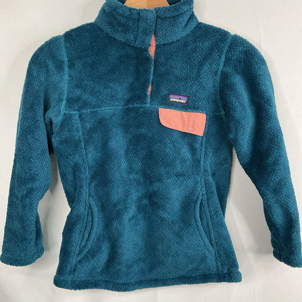 Size 7-8: Patagonia Blue/Pink Trim Snap-T Fleece Pullover