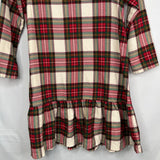 Size 8 (130): Hanna Andersson Creme/Red/Green Plaid Flannel Long Sleeve Dress